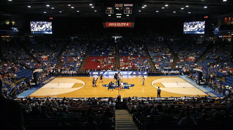 Tipoff for the start of the NCAA First Four at UD Arena when Florida Gulf Coast played Farleigh Dickinson in 2016. TY GREENLEES / STAFF