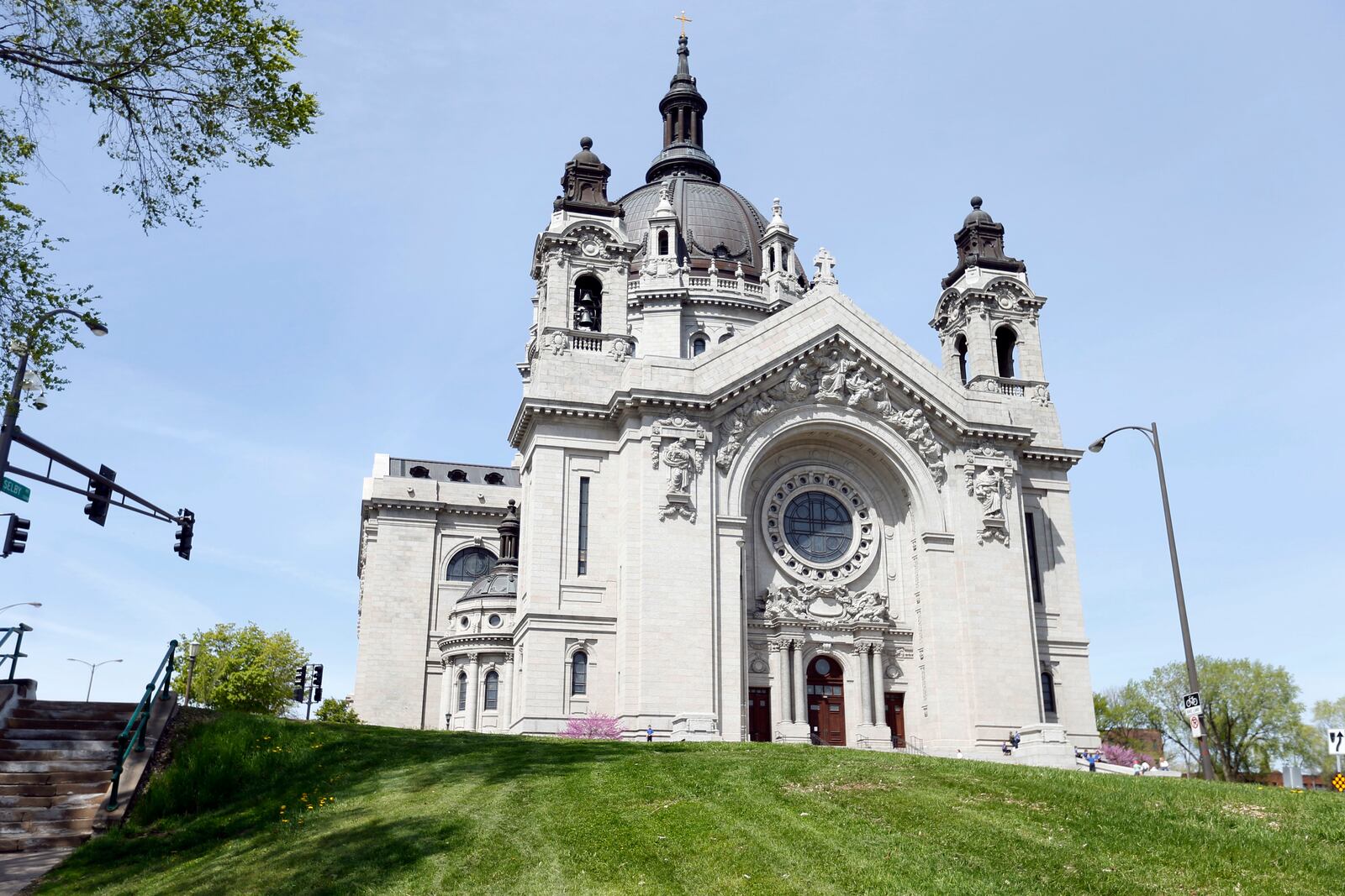 FILE - The St. Paul Cathedral is pictured in St. Paul, Minn., May 3, 2016. (AP Photo/Jim Mone, File)