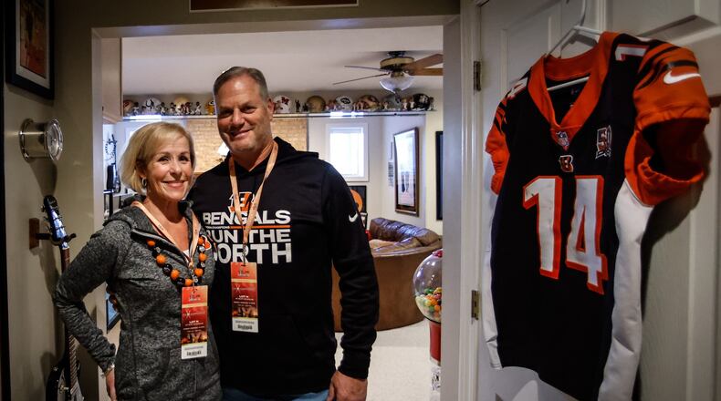 Cincinnati Bengals super fans Suzanne and Steve Millard, who have been season ticket holders for 30 years, recently purchased tickets to Super Bowl LVI in Inglewood, California. The franchise gave the Washington Twp. couple tickets to Super Bowl LII in 2018, paying for travel and lodging, as well. JIM NOELKER/STAFF