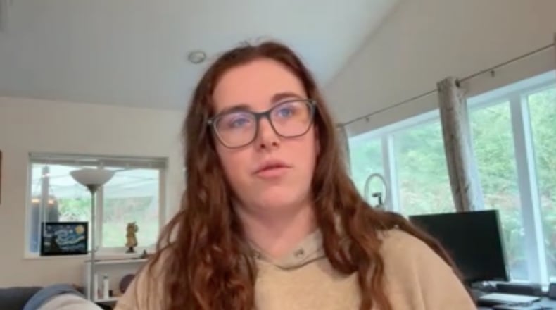 Washington resident Maya Edwards is interviewed via Zoom on Thursday, Feb. 26, 2026. (AP Photo)