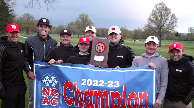The Wittenberg men's golf team poses for a photo after winning the NCAC championship on April 30 at Westfield Country Club. Photo courtesy of Wittenberg