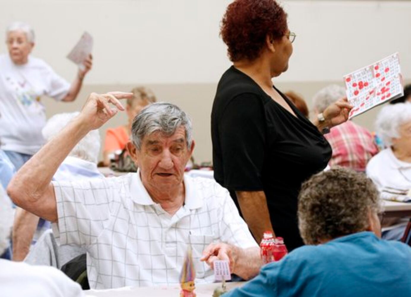 Seniors playing bingo