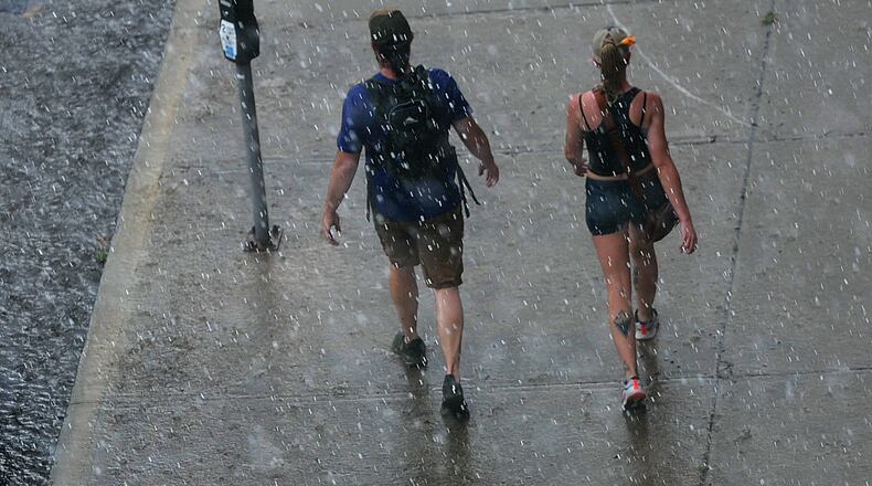 A Thunderstorm with heavy rain hit the Dayton area Monday afternoon, June 17, 2024. MARSHALL GORBY\STAFF