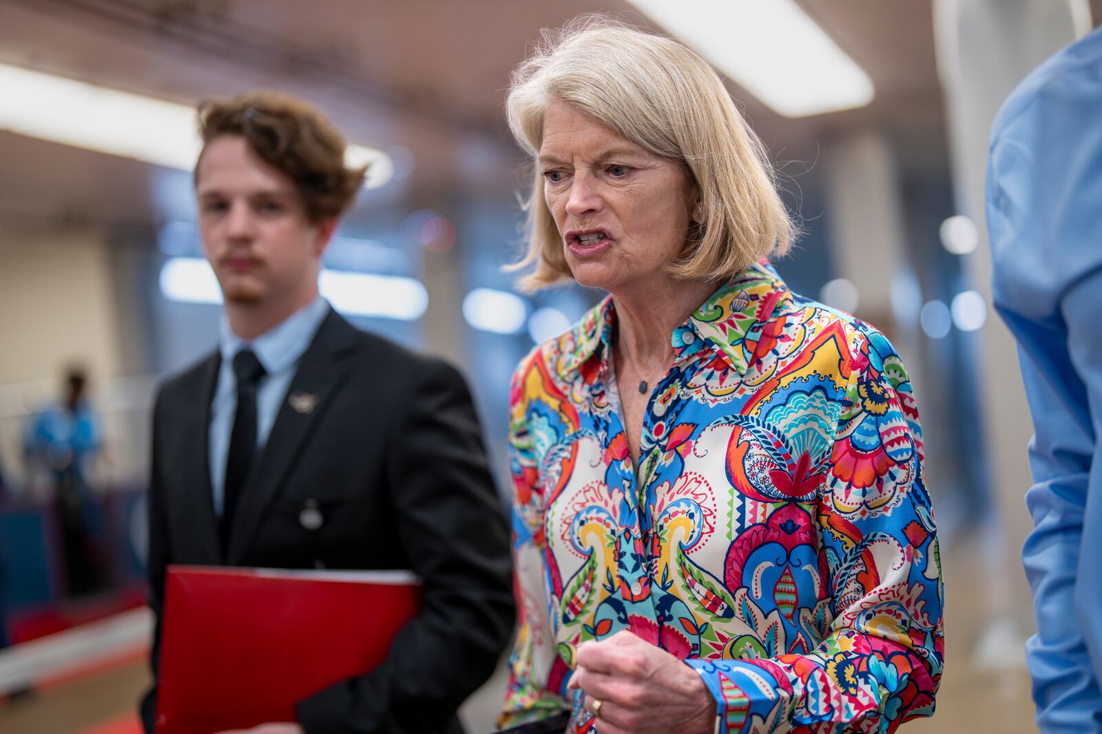 Sen. Lisa Murkowski, R-Alaska, a member of the Senate Appropriations Committee, heads to the chamber as Senate Republicans push President Donald Trump's request to cancel about $9 billion in foreign aid and public broadcasting spending, at the Capitol in Washington, Wednesday, July 16, 2025. (AP Photo/J. Scott Applewhite)