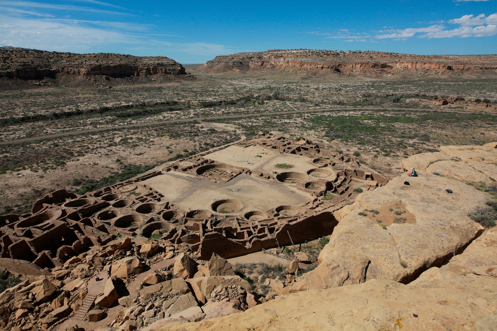 FILE - Pueblo Bonito, the largest archeological site at Chaco Culture National Historical Park, is seen in northwestern New Mexico, on Aug. 28, 2021. (AP Photo/Cedar Attanasio, File)