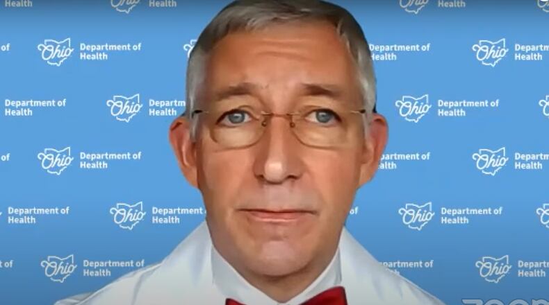 Dr. Bruce Vanderhoff, director of the Ohio Department of Health, provides an update on the respiratory illnesses circulating in the state during a press conference on Dec. 12, 2023. COURTESY