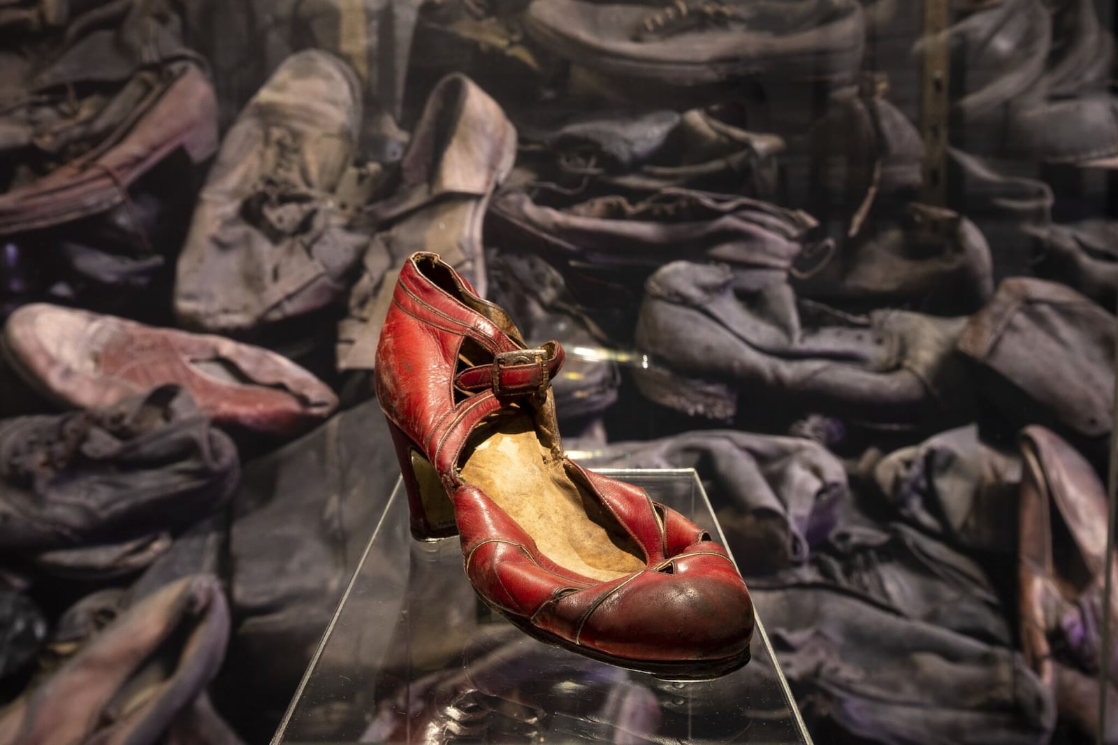 This woman's dress shoe is among the personal objects taken from victims of the Auschwitz death camp. CONTRIBUTED