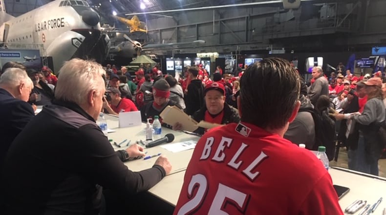 The Reds Caravan made stops Saturday at the National Museum of the Air Force (pictured) and Miami University Hamilton. Mike Hartsock/WHIO TV
