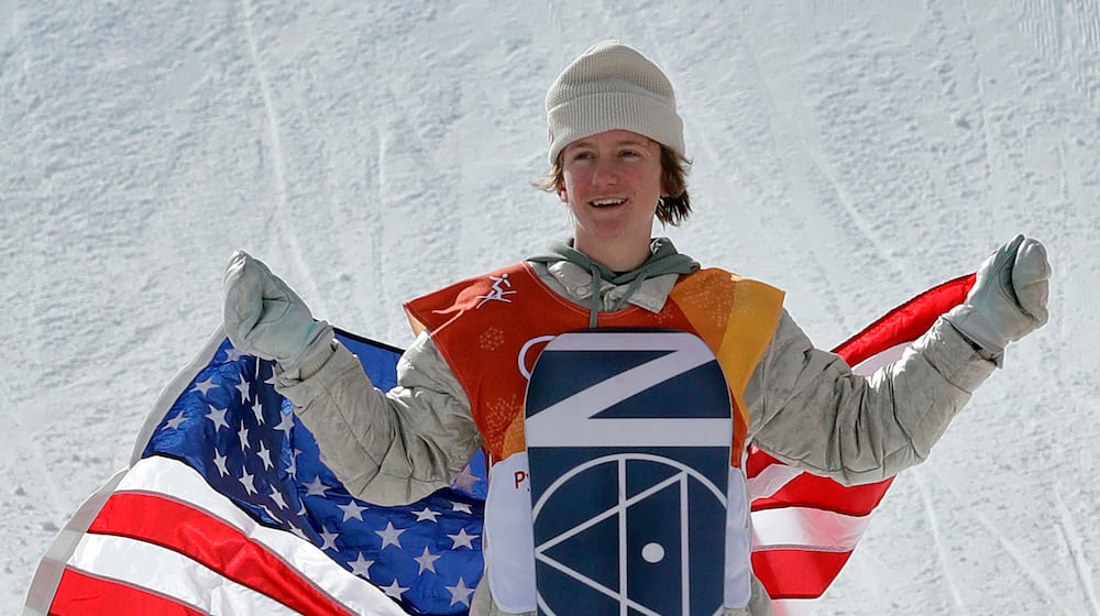 FILE - Red Gerard, of the United States, smiles after winning gold in the men's slopestyle final at Phoenix Snow Park at the 2018 Winter Olympics in Pyeongchang, South Korea, Feb. 11, 2018. (AP Photo/Lee Jin-man, File)
