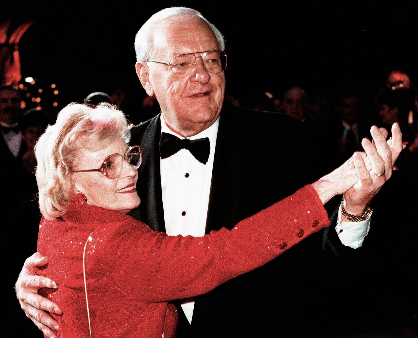FILE - Gov. George Ryan dances with his wife, Lura Lynn, at his gubernatorial inaugural ball in Springfield, Ill., on Jan. 12, 1999. (The (Kankakee) Daily Journal via AP, File)