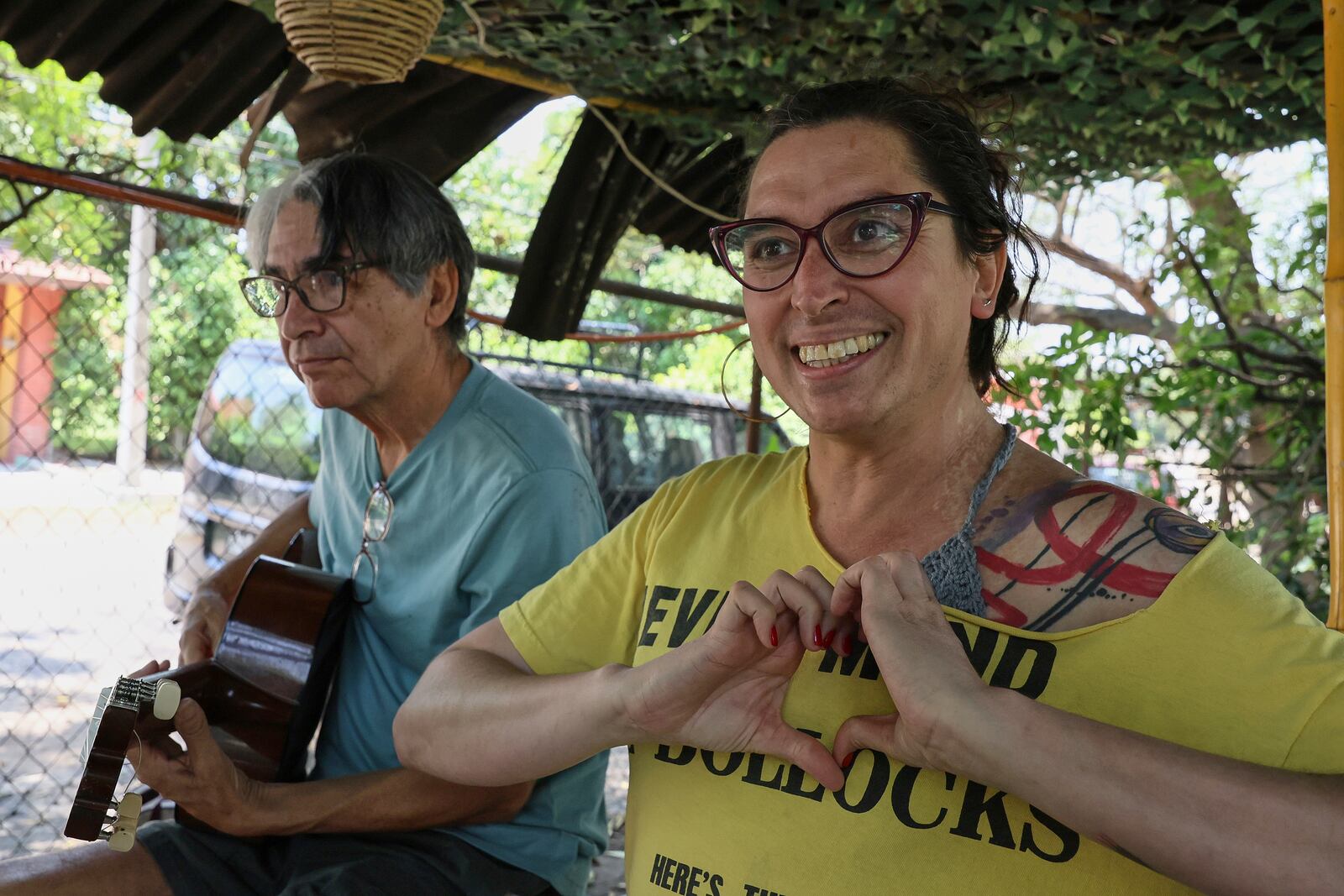 Mulato Teatro cast members, transgender actress Annya Atanasio Cadena and musician Jesús Peredo, rehearse for their upcoming performance at the First International Afro-Scenic Festival, in Ticumán, Mexico, Saturday, May 17, 2025. (AP Photo/Ginnette Riquelme)