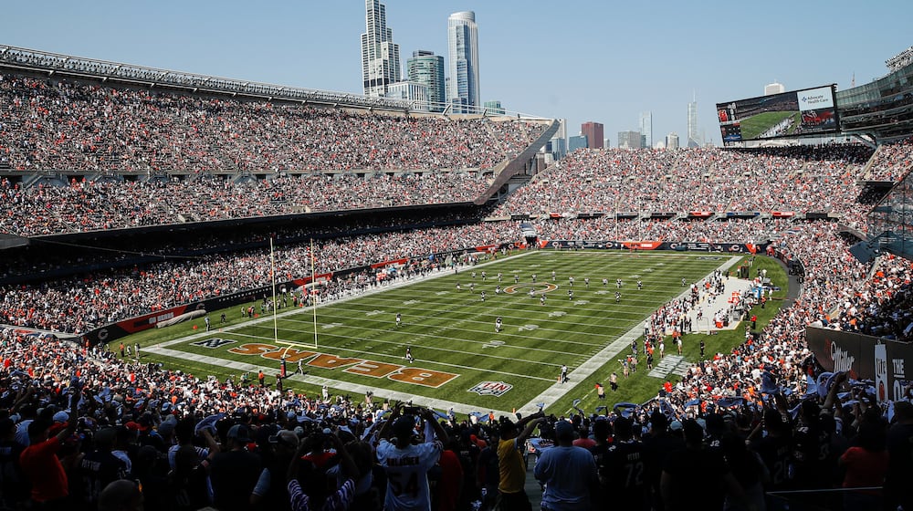 FILE - Cincinnati Bengals kick off to the Chicago Bears to start the first half of an NFL football game, Sunday, Sept. 19, 2021, in Chicago. (AP Photo/Kamil Krzaczynski, File)