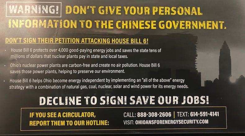 Flier Ohioans are getting in the mail from Ohioans for Energy Security group.