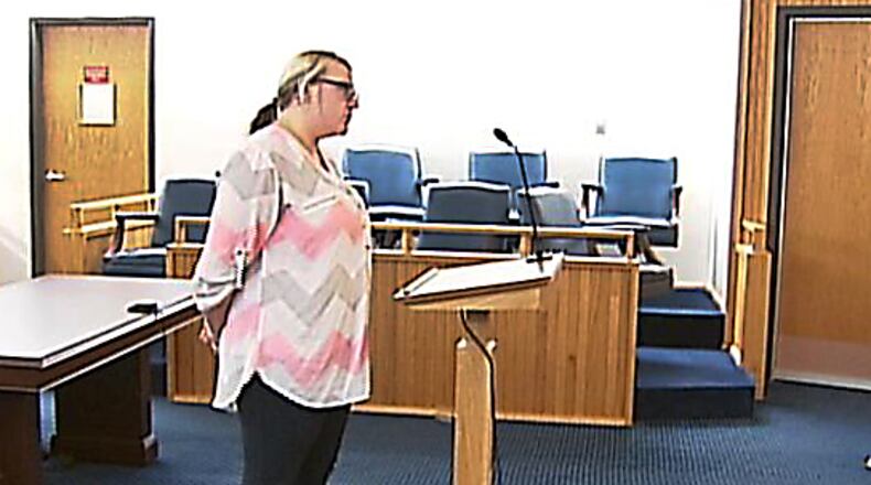 Kristina Burk appears in Clark County Municipal Court on Monday. Jeff Guerini/Staff