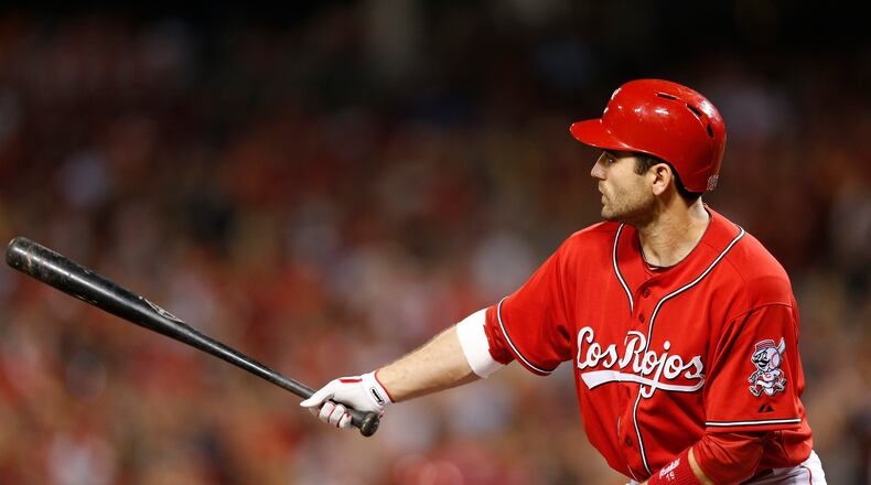 CINCINNATI, OH - SEPTEMBER 27: Joey Votto #19 of the Cincinnati Reds bats against the Pittsburgh Pirates during the game at Great American Ball Park on September 27, 2013 in Cincinnati, Ohio. The Pirates won 4-1. (Photo by Joe Robbins/Getty Images)