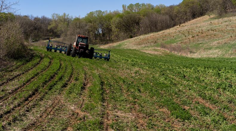 File — A farmer plants soybeans on his farm in Castana, Iowa, April 29, 2025. (KC McGinnis/The New York Times)