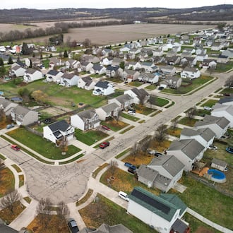 Aerial view of homes in Trenton. NICK GRAHAM/STAFF