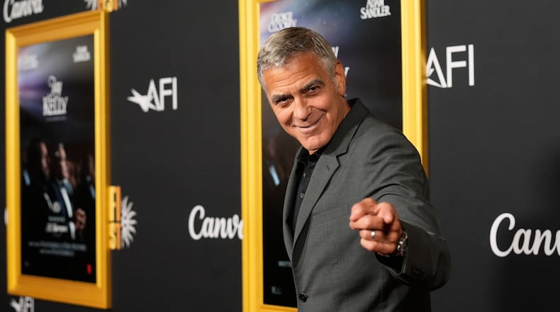 George Clooney, a cast member in "Jay Kelly," arrives at the AFI Fest premiere of the film on Thursday, Oct. 23, 2025, at TCL Chinese Theatre in Los Angeles. (AP Photo/Chris Pizzello)