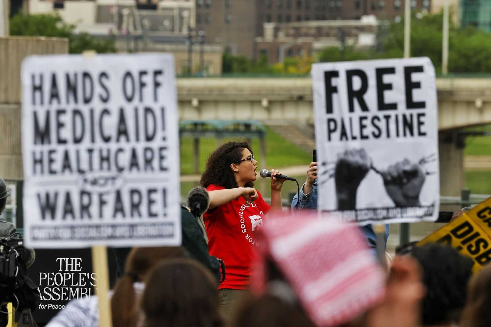 A rally was held at Deeds Point MetroPark related to the NATO Parliamentary Assembly in Dayton, Sunday, May 25, 2025. NICK GRAHAM/STAFF
