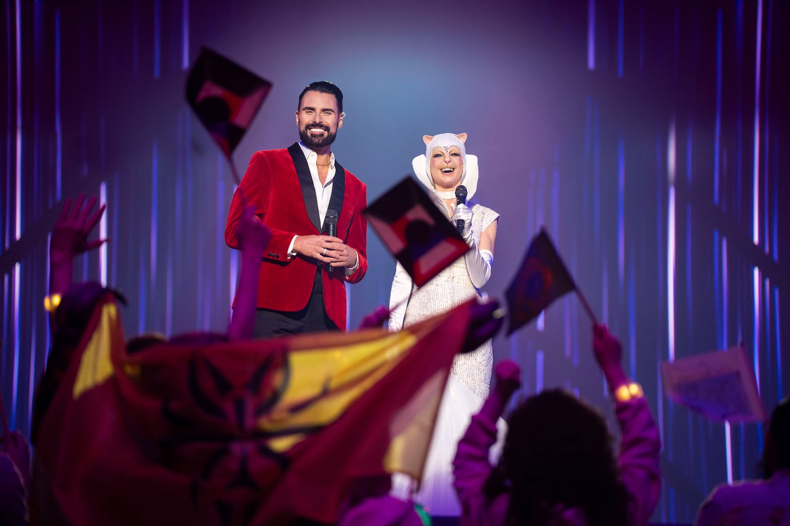 This image released by Disney shows Rylan Clark, left, and Julie Dray from "Doctor Who" Season 2. (BBC Studios/Disney/Bad Wolf via AP)