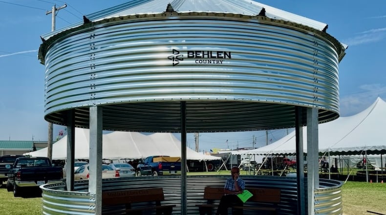 Lynn Zechman, owner of Jones Kenney Zechman Funeral Home in Springfield, found shade from the sun in the new BinVista at the Clark County Fairgrounds donated by Sweet by Behlen Manufacturing. Zechman was at the fair to watch his granddaughter show her FFA pigs. CONTRIBUTED