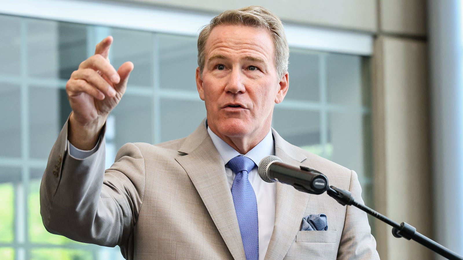 Sen. Jon Husted speaks during a visit to Sinclair Community College on Wednesday, Aug. 13. Husted promoted a recent change allowing Pell Grants to be used for workforce credentials. BRYANT BILLING / STAFF