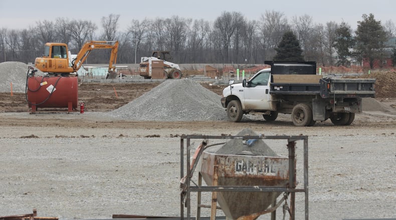 Work continues on construction of the new school in the Shawnee School District. BILL LACKEY/STAFF