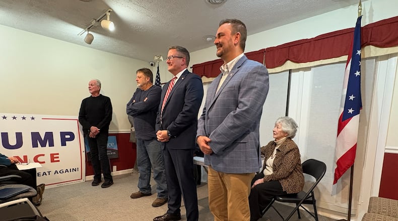 The Clark County Republic Party held a meeting Jan. 8, where Greg Kaffenbarger, Daren Cotter and Mark Sanders spoke and answered questions before central committee members voted for one of them to be interim county commissioner. Brooke Spurlock/Staff