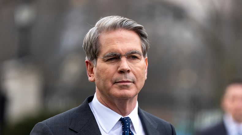 Treasury Secretary Scott Bessent is seen at the White House, Friday, March 6, 2026, in Washington. (AP Photo/Alex Brandon)