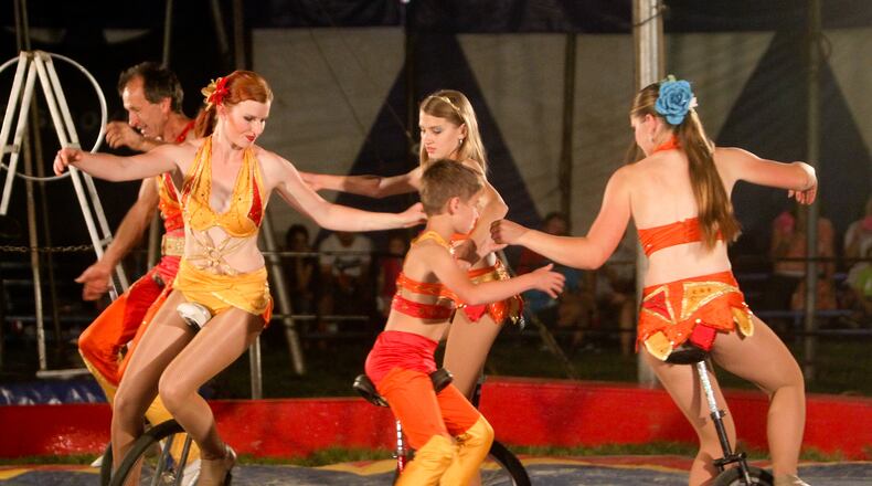 The Arlise Troupe performs during the the Culpepper and Merriweather Circus held in Carlisle, Monday, May 7, 2012. Proceeds from the circus will be used to fund Fire community services as well as purchase equipment to support a vehicle recently donated by Vectren. Staff photo by Greg Lynch