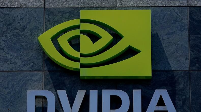 FILE - A sign to a Nvidia office building is shown in Santa Clara, Calif., Wednesday, May 31, 2023. (AP Photo/Jeff Chiu, File)