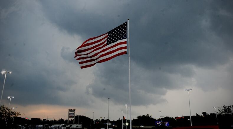 Storm clouds and strong winds move into the Huber Heights area Friday night, June 18, 2021. MARSHALL GORBY\STAFF