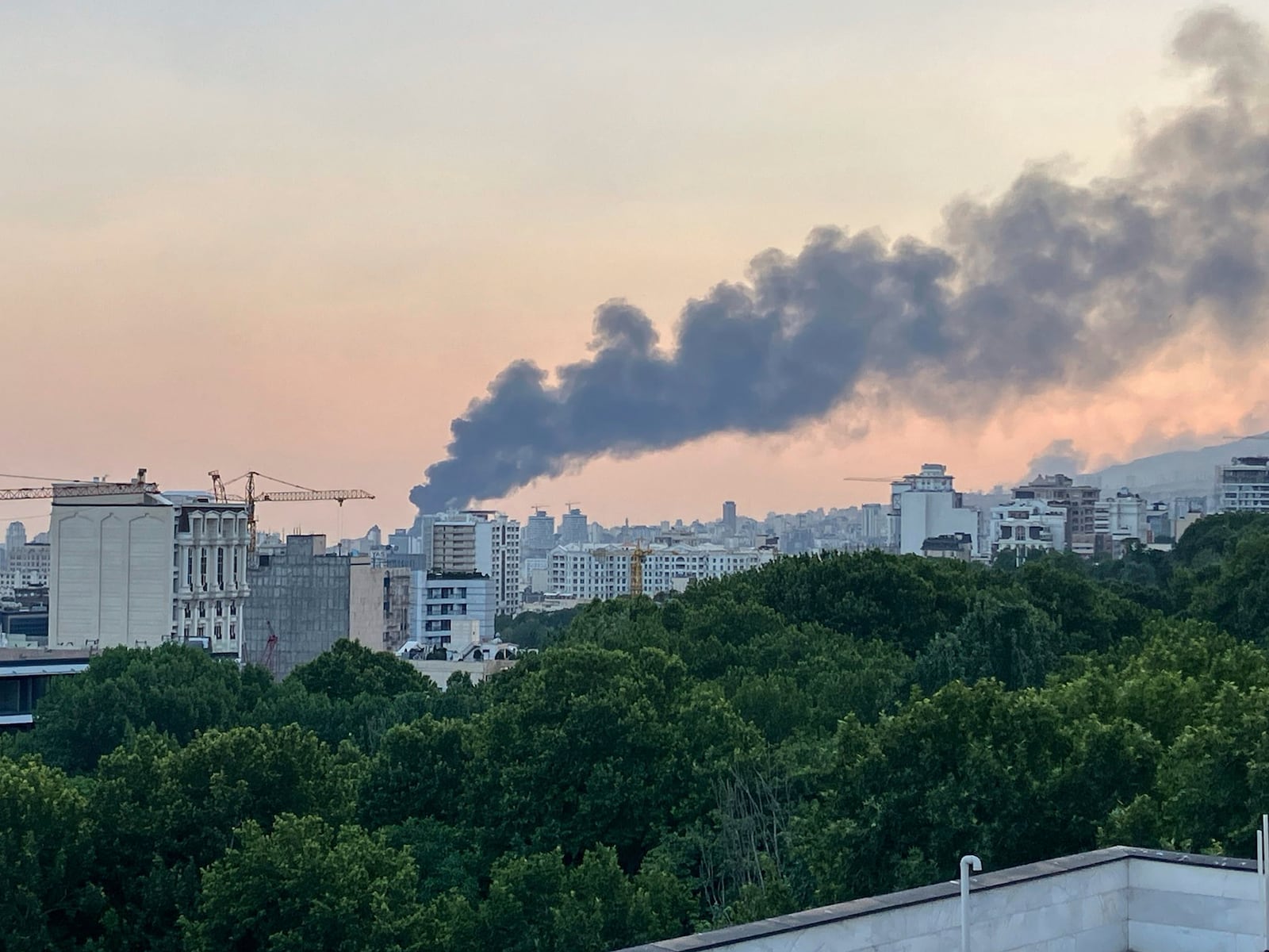 Smoke rises from the building of Iran's state-run television after an Israeli strike in Tehran, Iran, Monday, June 16, 2025. (AP Photo)