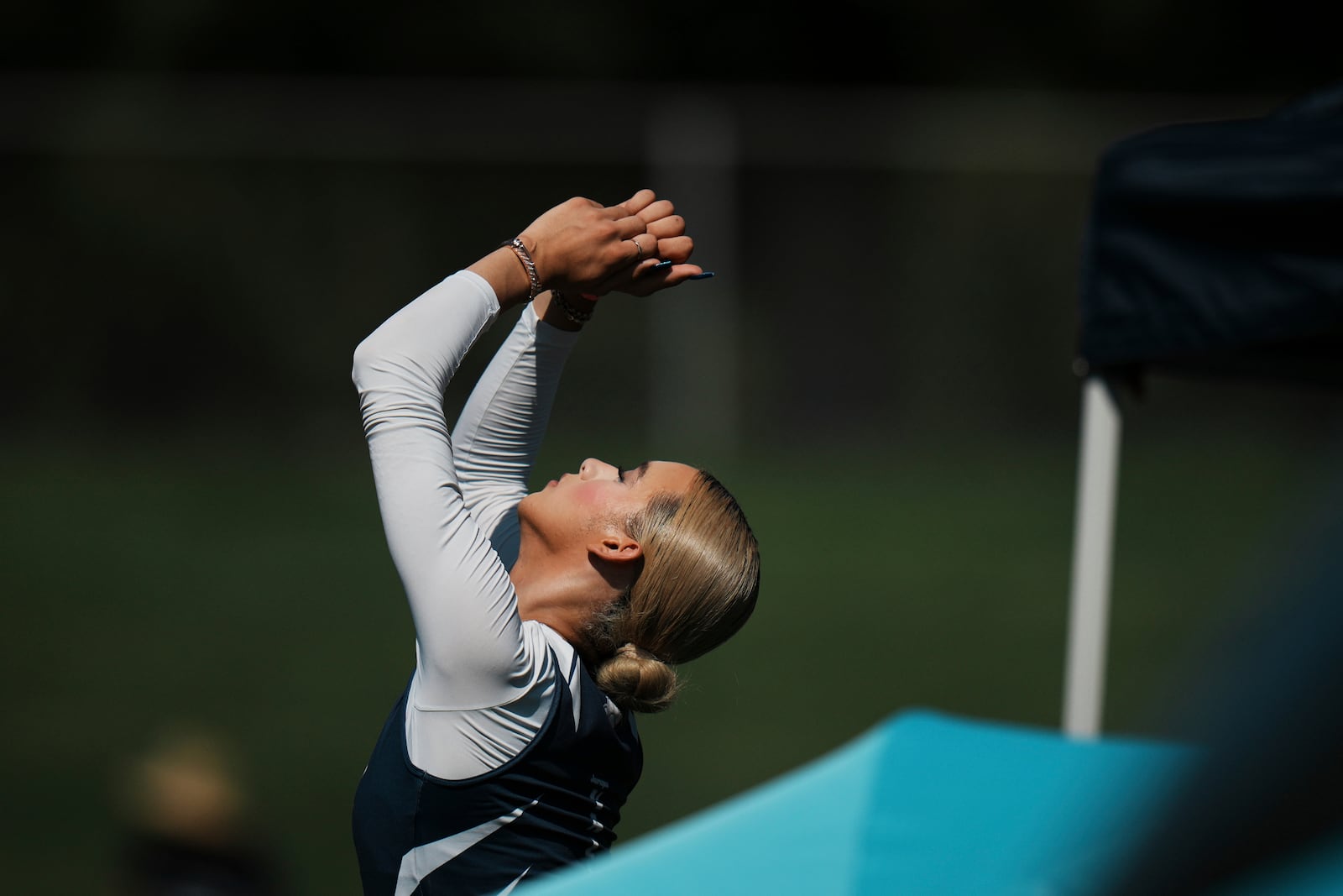 AB Hernandez warms up before competing in the high jump at the California high school track-and-field championships in Clovis, Calif., Friday, May 30, 2025. (AP Photo/Jae C. Hong)