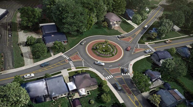 Rendering of proposed roundabout to be installed at North Columbus and East Church streets in Xenia.