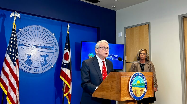 Ohio Gov. Mike DeWine, a Republican, delivered a press conference on January 5, 2026, alongside Department of Children and Youth Director Kara Wente regarding concerns about subsidized childcare fraud.