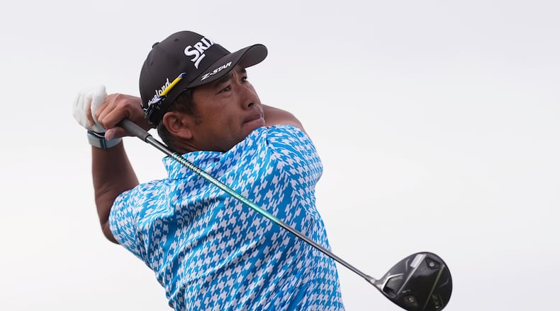 Hideki Matsuyama, of Japan, hits his tee shot at the 15th hole during the first round of the Phoenix Open golf tournament at the TPC Scottsdale Stadium Course Thursday, Feb. 5, 2026, in Scottsdale, Ariz. (AP Photo/Ross D. Franklin)