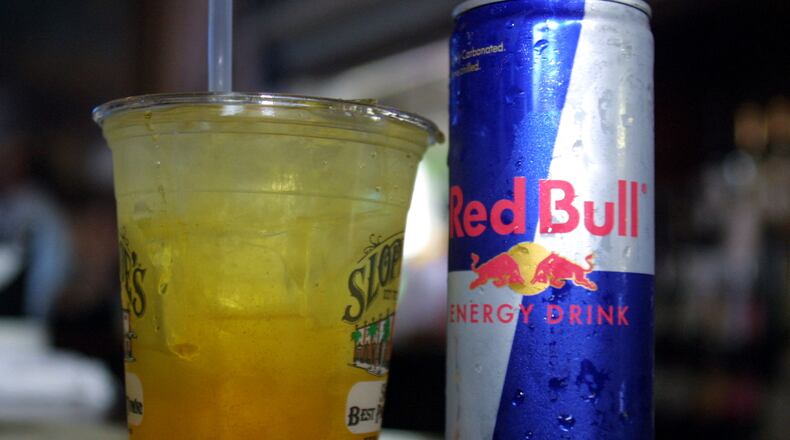 392259 01: A Red Bull energy drink mixed with vodka sits on the bar at Sloppy Joe''s July 22, 2001 in Key West, FL. The popular energy drink is now trendy at clubs as a mixer. (Photo by Joe Raedle/Getty Images)