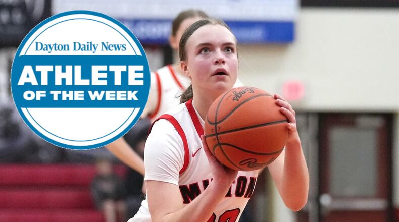 Milton Union junior Michaela Firks is the Dayton Daily News Athlete of the Week for the period of Dec. 15-Jan. 3. MIA RICHARDSON / CONTRIBUTED PHOTO