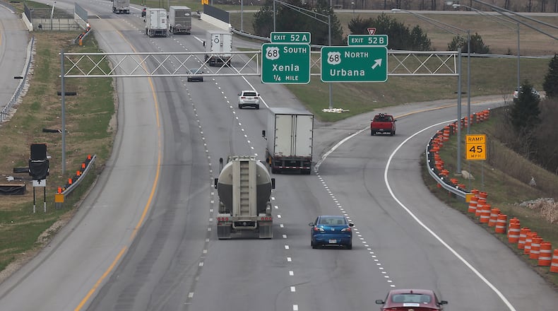 The exit from westbound I-70 to northbound US 68 will be closed starting Wednesday. BILL LACKEY/STAFF