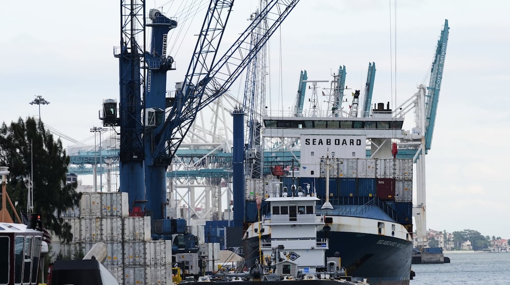 A ship is docked Thursday, Jan. 15, 2026, at PortMiami in Miami. (AP Photo/Lynne Sladky)