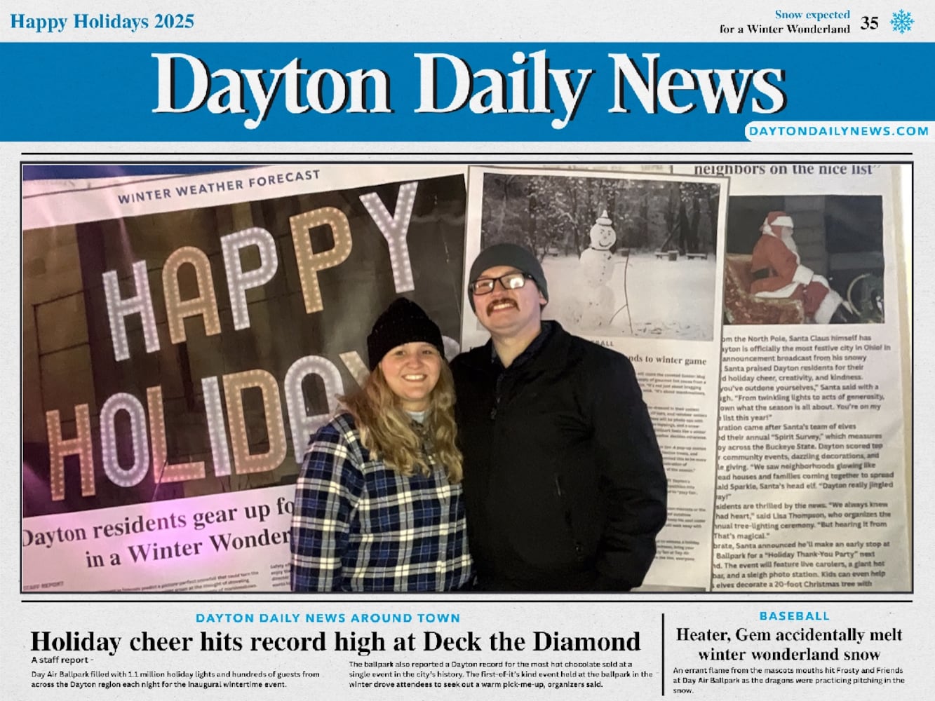 "Front Page News" photo booth photos from Deck the Diamond
