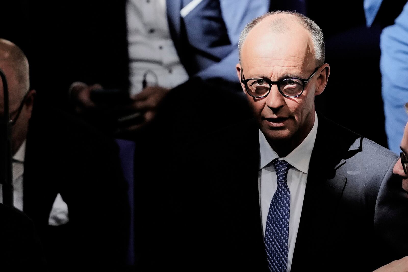 Leader of the Christian Democrats Friedrich Merz is pictured after he failed to be elected new chancellor at the German federal parliament, Bundestag, at the Reichstag building in Berlin, Germany, Tuesday, May 6, 2025. (AP Photo/Markus Schreiber)