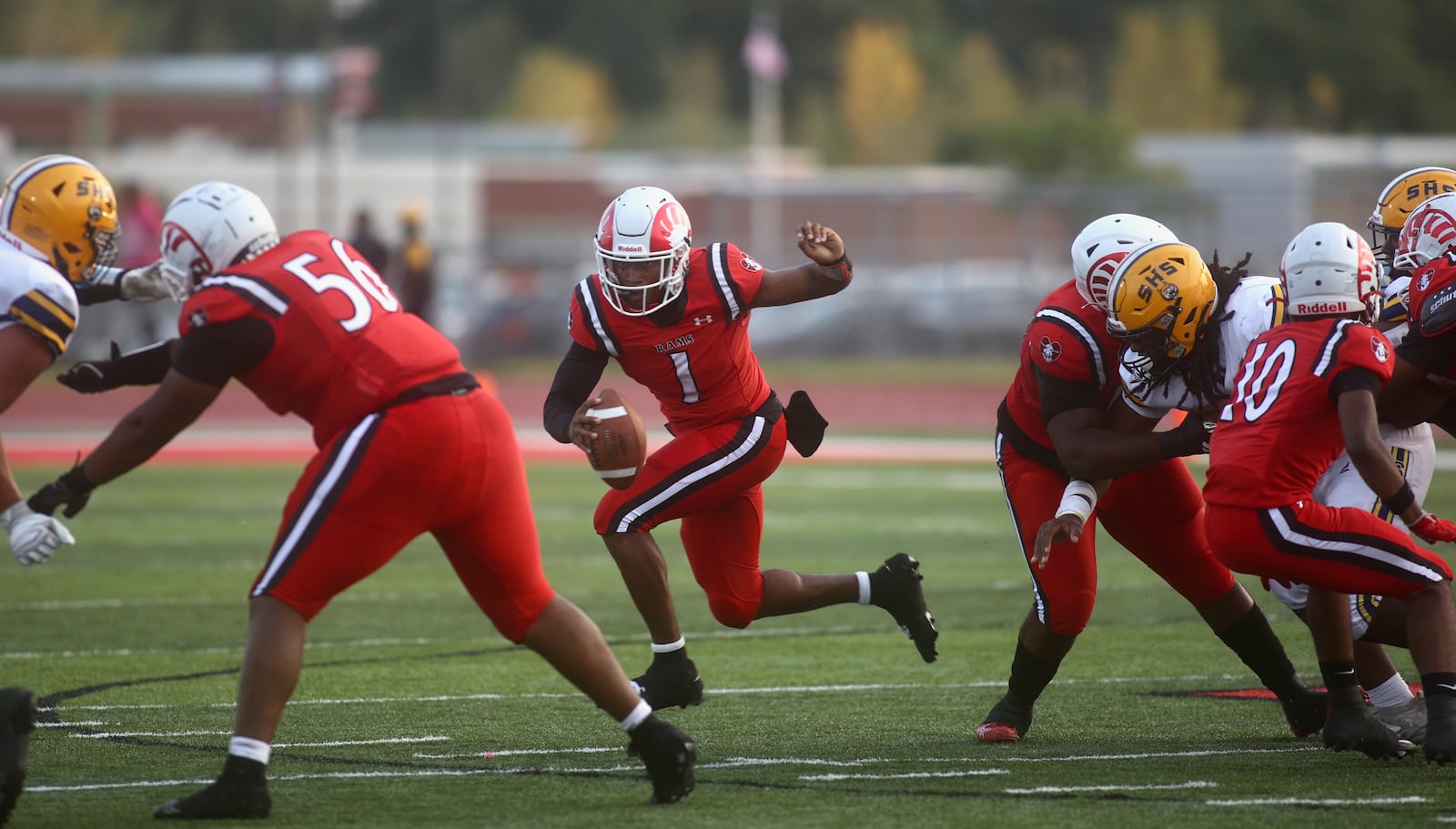 Trotwood-Madison's Dallas Shehee runs against Springfield on Friday, Sept. 5, 2025, at Trotwood. David Jablonski/Staff