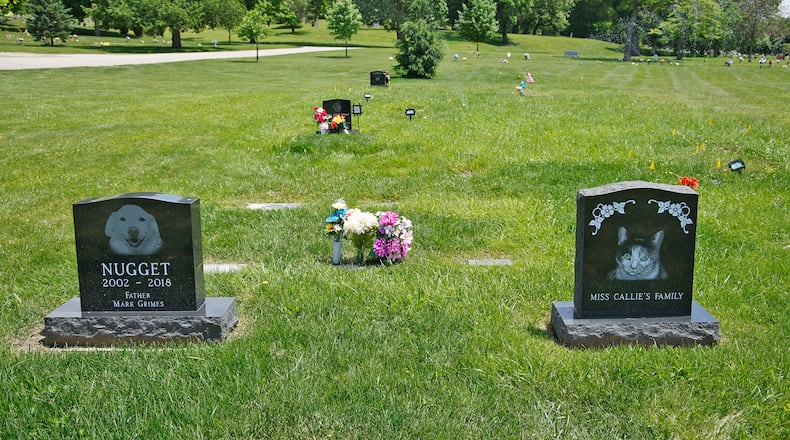 The pet burial section at Ferncliff Cemetery and Arboretum Thursday, May 23, 2024. BILL LACKEY/STAFF