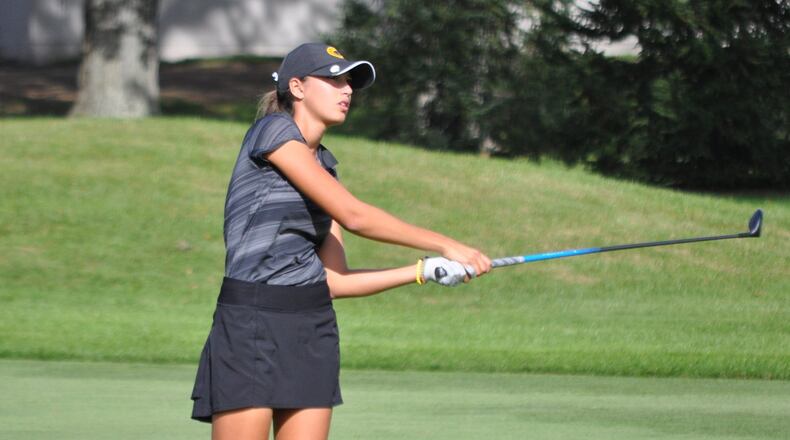 Centerville’s Marissa Wenzler was 1-over and placed fifth overall in the individual state golf competition Saturday at Ohio State. NICK DUDUKOVICH / CONTRIBUTED
