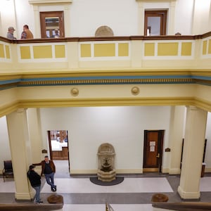 A view of the second and third floor of the Clark County Courthouse following a ribbon cutting ceremony celebrating the building's renovation on Friday, Dec. 19, 2025, in Springfield. JOSEPH COOKE/STAFF
