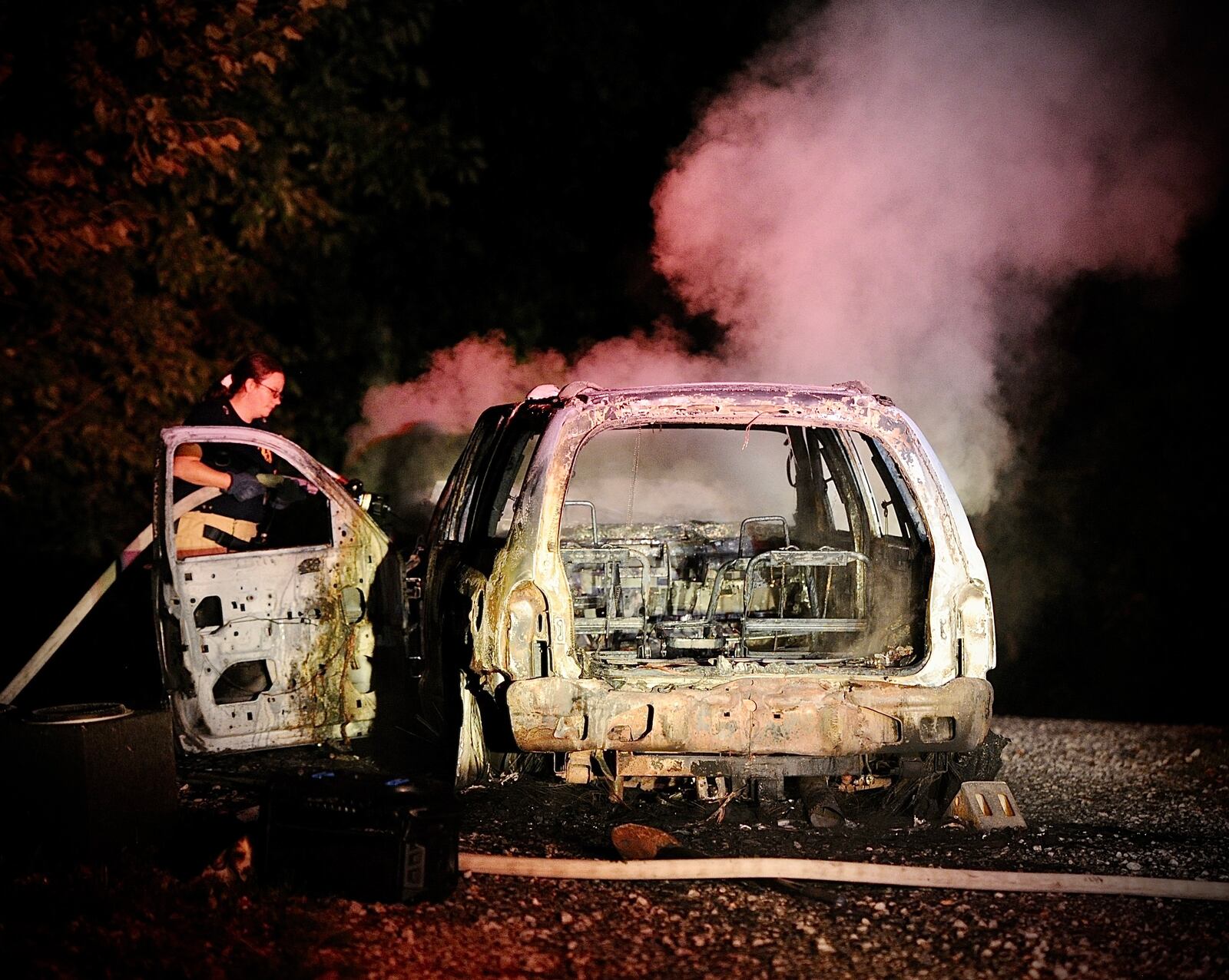 One person was taken to the hospital following a crash in New Carlisle early Wednesday, Sept. 14, 2022. MARSHALL GORBY / STAFF