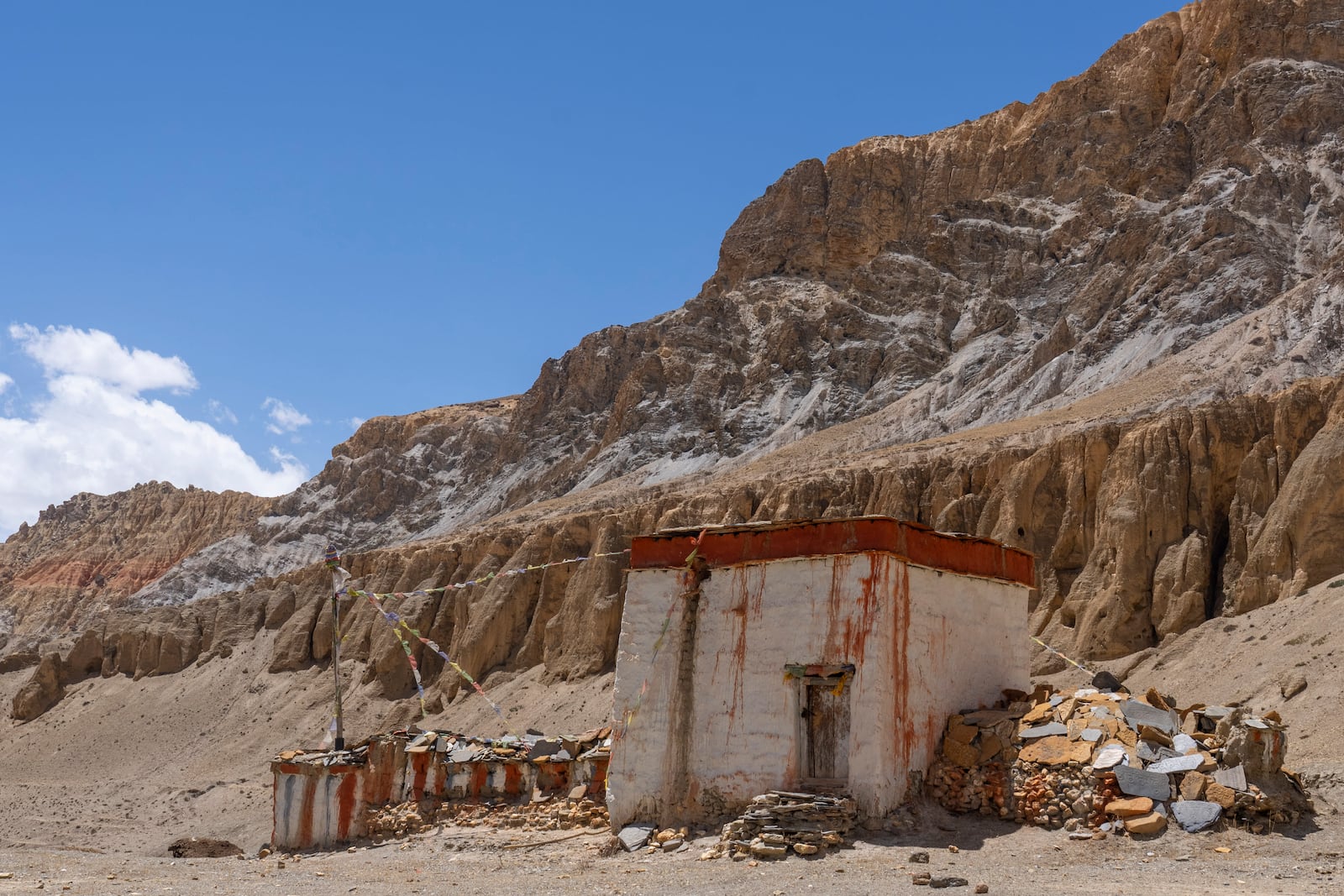 An abandoned monastery is seen in Samdzong, in the Mustang region, 462 kilometers (288 miles) west of Kathmandu, Nepal, Friday, April 18, 2025. (AP Photo/Niranjan Shrestha)