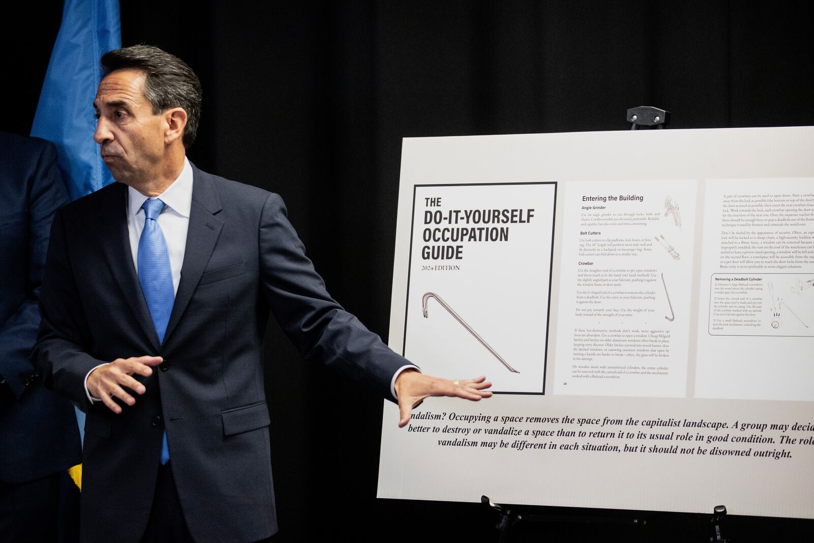 Santa Clara District Attorney Jeff Rosen speaks during a charge announcement for the pro-Palestinian protesters break-in and vandalism at Stanford University, in San Jose, Calif., Thursday, April 10, 2025. (Stephen Lam/San Francisco Chronicle via AP)